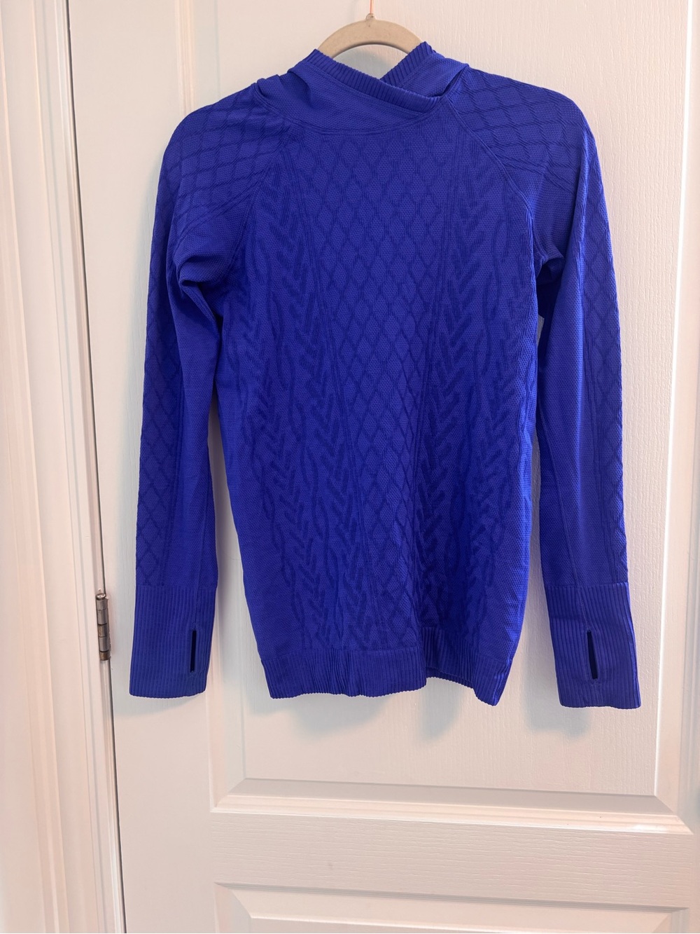 Lululemon Cobalt Blue Lightweight Knit Pattern Hoodie Size 4